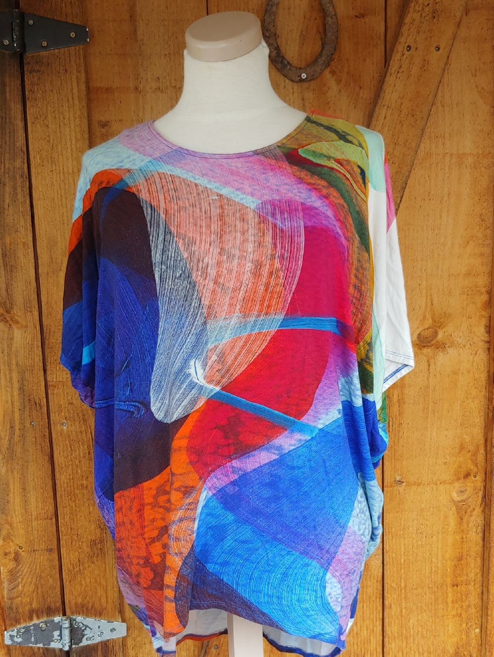 Vibrant Multi-Color Abstract Tunic Top